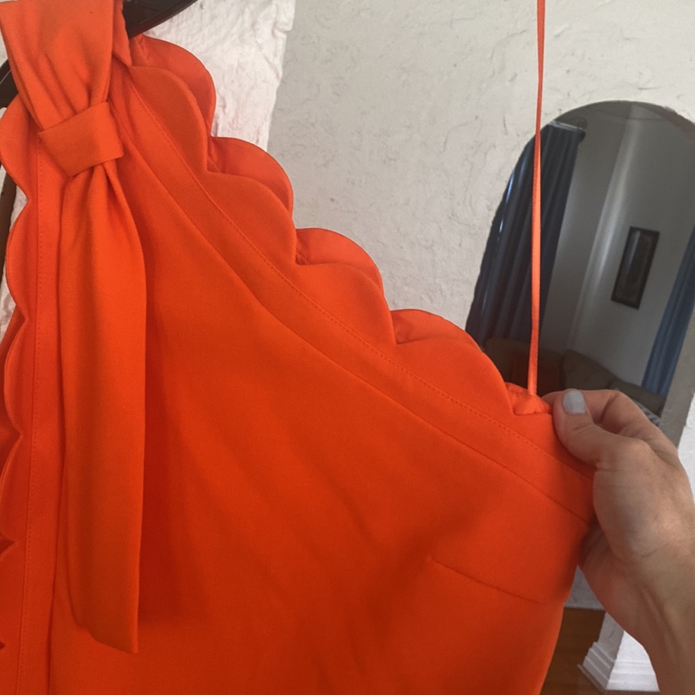 NWOT Victoria Beckham for Target. Size XS Orange scalloped edge mini dress - Picture 4 of 5